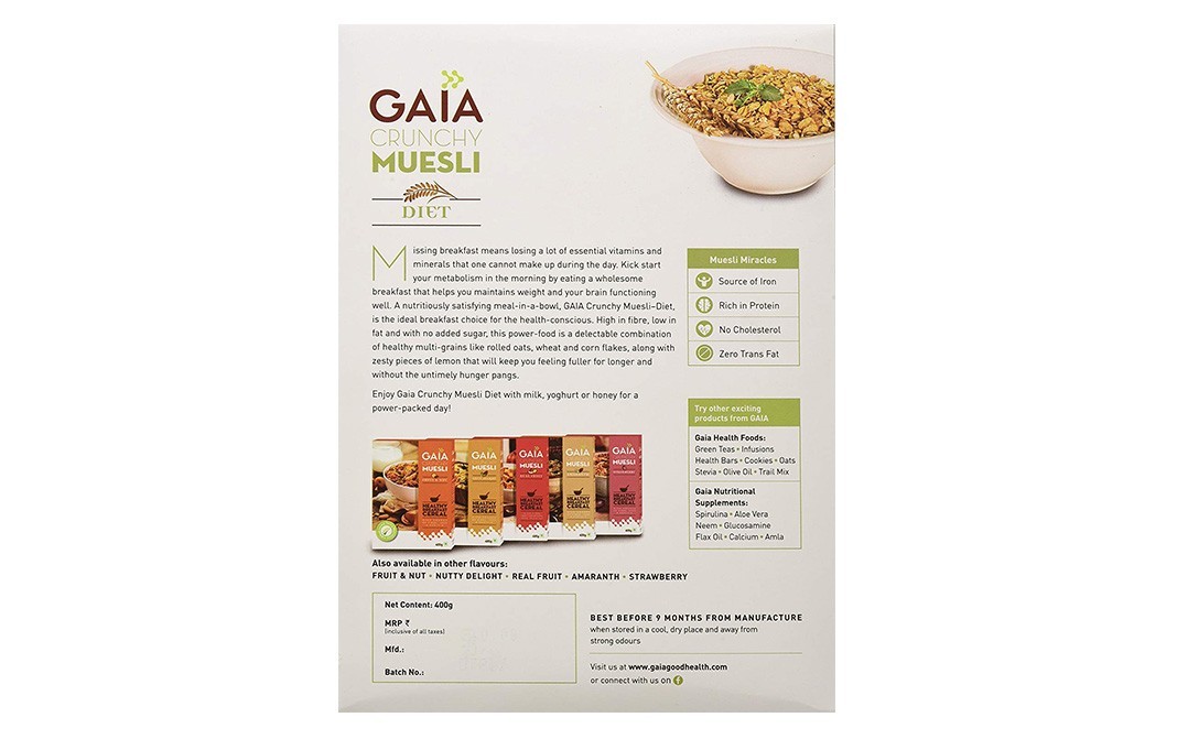Gaia Crunchy Muesli, Diet    Box  400 grams